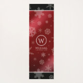 Tapis De Yoga Festif Red Foil Snowflakes Nom du monogramme (Dos)