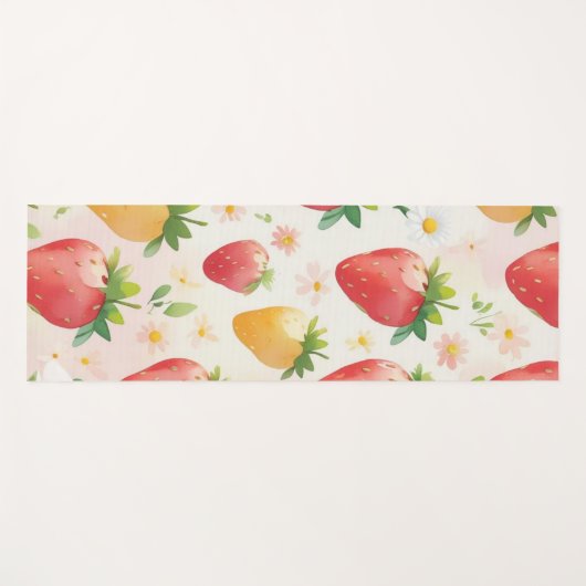 Tapis De Yoga Fête d'anniversaire aux fraises mignonnes (Devant (Horizontal))