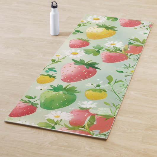 Tapis De Yoga Fête d'anniversaire aux fraises mignonnes (En situation)