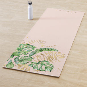 Tapis De Yoga feuillage d'or tropical Monogramme Yoga Mat