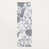 Tapis De Yoga Feuillage gris tropical Motif blanc floral (Dos)