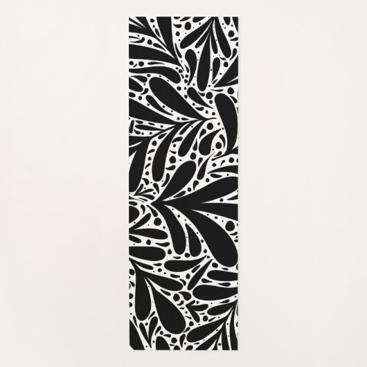 Tapis De Yoga Feuille abstrait noir et blanc (Devant)