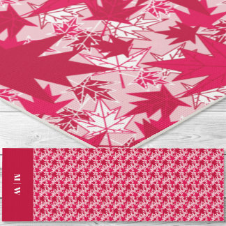Tapis De Yoga Feuille-rouge sur un Arrière - plan rose