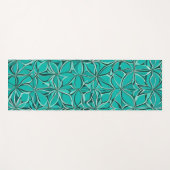 Tapis De Yoga Feuilles Abstraits turquoises (Devant (Horizontal))