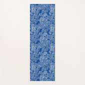 Tapis De Yoga Feuilles blancs en bleu (Devant)