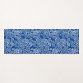 Tapis De Yoga Feuilles blancs en bleu (Devant (Horizontal))