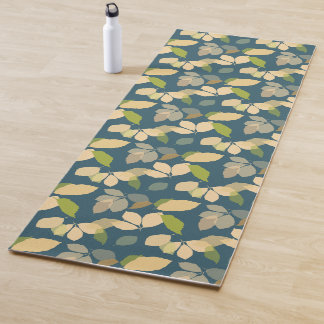 Tapis De Yoga Feuilles d'automne modernes sur fond sarcelle