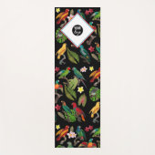 Tapis De Yoga Feuilles de perroquets tropicaux, Fleurs Logo d'en (Devant)