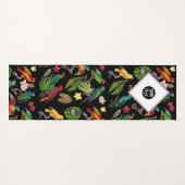 Tapis De Yoga Feuilles de perroquets tropicaux, Fleurs Logo d'en (Devant (Horizontal))