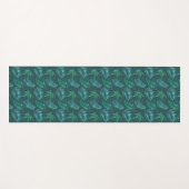 Tapis De Yoga Feuilles et plumes verts tropicaux (Devant (Horizontal))