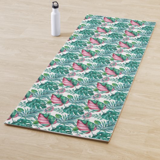 Tapis De Yoga Feuilles Tropical Red et Green Palm (En situation)
