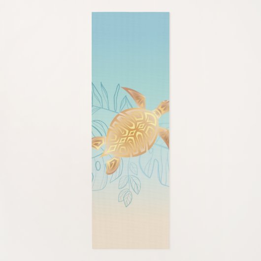 Tapis De Yoga Feuilles tropicaux de la tortue de mer d'or (Devant)