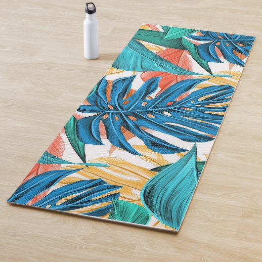 Tapis De Yoga Feuilles tropicaux exotiques (En situation)