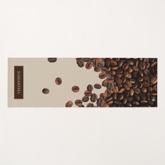 Tapis De Yoga Fèves de café Nom personnalisé (Devant (Horizontal))