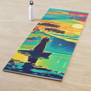 Tapis De Yoga Figure militaire au coucher du soleil