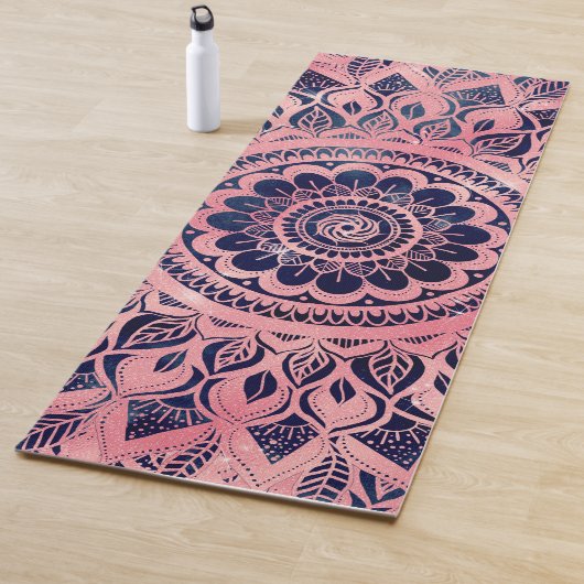 Tapis De Yoga Fille bleu rose Mandala Floral (En situation)