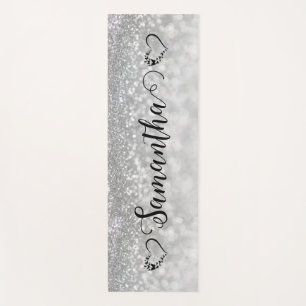 Tapis De Yoga Fille coeur argent parties scintillant personnalis