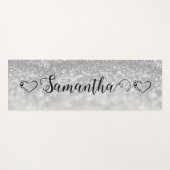 Tapis De Yoga Fille coeur argent parties scintillant personnalis (Devant (Horizontal))