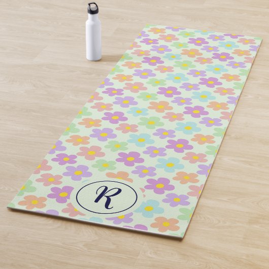 Tapis De Yoga Fille Florale Avec Fleurs De Faisée Rétro Salle De (En situation)