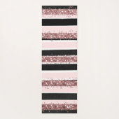 Tapis De Yoga Fille Rose or rose noir Parties scintillant rayure (Dos)
