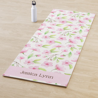 Tapis De Yoga Filles personnalisées en fleurs de cerisiers roses