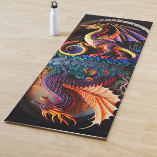 Tapis De Yoga Fire Dragon Castle Imaginaire Art Mythique Créatur