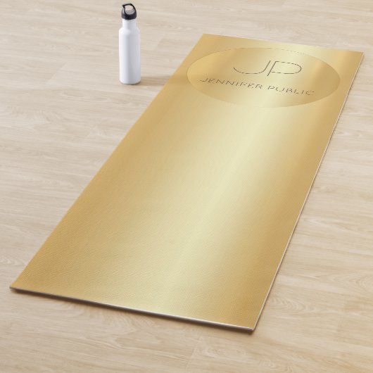 Tapis De Yoga Fitness Monogramme de Faux Gold Modèle personnalis (En situation)