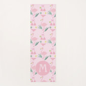 Tapis De Yoga Flamant rose fille mignonne et Monogramme rose bik (Devant)