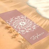 Tapis De Yoga Flamant rose Pearl Mandala Monogram Dusty Mauve Be