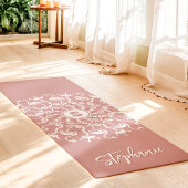 Tapis De Yoga Flamant rose Pearl Mandala Monogram Dusty Mauve Be