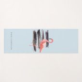 Tapis De Yoga Flamant rose rose d'aquarelle personnalisé (Devant (Horizontal))
