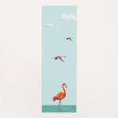 Tapis De Yoga Flamant rose rose debout sur la plage Turquoise cl (Devant)