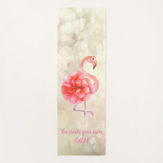 Tapis De Yoga Flamant rose rose floral, Bokeh - Message de motiv (Devant)