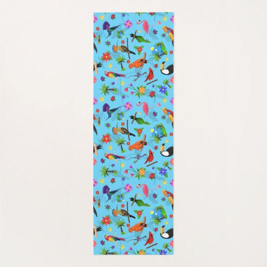Tapis De Yoga Flamant rose Toucan Et Arara Motif Oiseaux Sans Me (Dos)