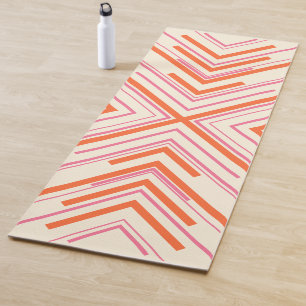 Tapis De Yoga Flèches en rose, orange et crème