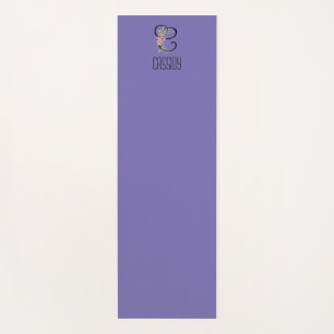 Tapis De Yoga Fleur aquarelle initiale monogramme lavande