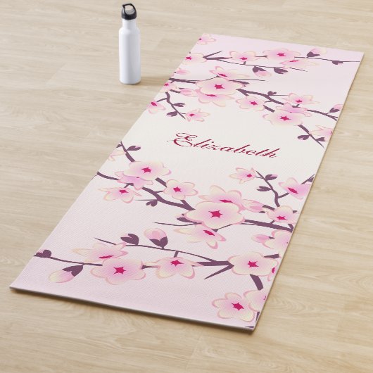 Tapis De Yoga Fleur de cerisier rose Monogramme Yoga Mat (En situation)