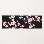 Tapis De Yoga Fleur de cerisier rose noir (Devant (Horizontal))