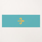 Tapis De Yoga Fleur de Lis personnalisable sur Turquoise Turquoi (Devant (Horizontal))