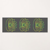 Tapis De Yoga Fleur de lotus vert et jaune (Devant (Horizontal))