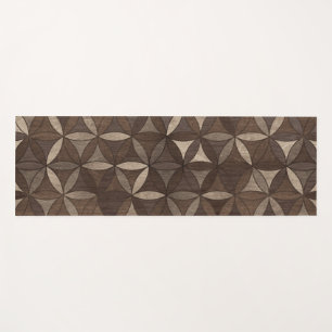 Tapis De Yoga Fleur de motif de la vie - texture en bois