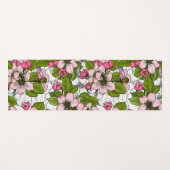 Tapis De Yoga Fleur de pomme sur blanc (Devant (Horizontal))