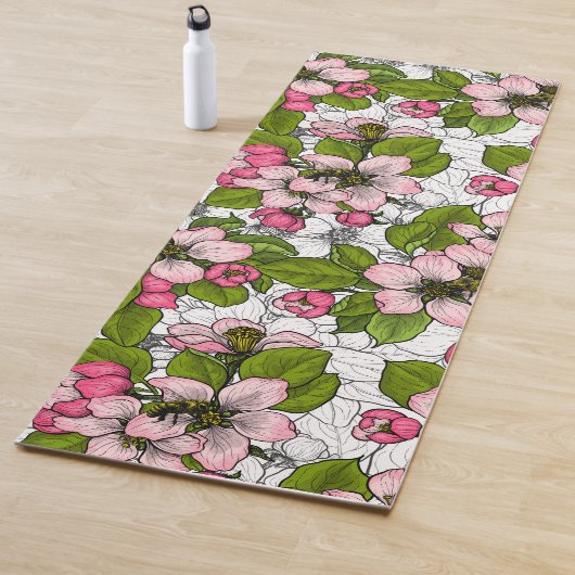 Tapis De Yoga Fleur de pomme sur blanc (En situation)