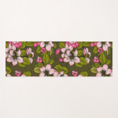 Tapis De Yoga Fleur de pomme sur vert foncé (Devant (Horizontal))