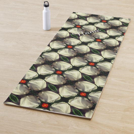Tapis De Yoga Fleur de tulipe blanche Motif Abstrait personnalis (En situation)