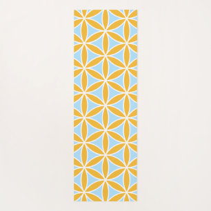 Tapis De Yoga Fleur de vie Lg Motif orange blanc & bleu