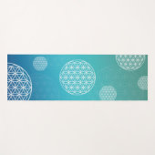 Tapis De Yoga Fleur de vie turquoise/bleue (Devant (Horizontal))