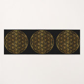Tapis De Yoga Fleur étincelante dorée de vie (Devant (Horizontal))