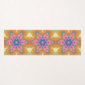 Tapis De Yoga Fleur étoile rose avec orange (Devant (Horizontal))