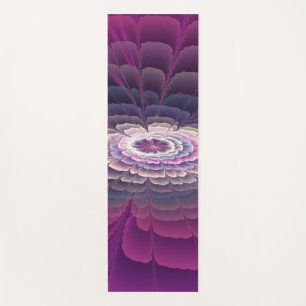 Tapis De Yoga Fleur frappante abstraite fractale couleur rose